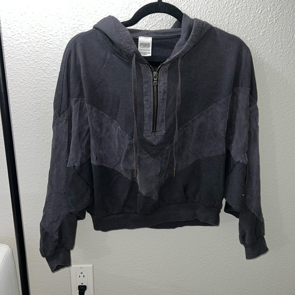 VS Pink Slouchy Sport Quarter Zip Sweater